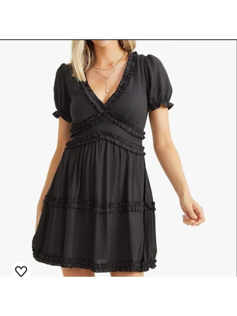 NEW Altard State Womens Size XL Black Ruffle Dress Tiered Flare Skirt Milkmaid